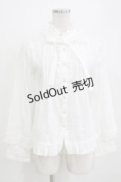 画像1: Lilia（海外ロリータブランド） / ドビーリボンブラウス S オフ H-26-01-07-052-PU-BL-NS-ZH