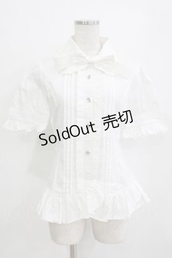 画像1: 草苺巫女（海外ロリータブランド） / リボンブラウス M オフ H-26-01-07-053-GO-BL-NS-ZH