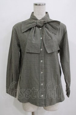 画像1: Fi.n.t / 共布ビックリボンシャツ Free GREEN×BR H-26-01-07-055-CA-BL-NS-ZH