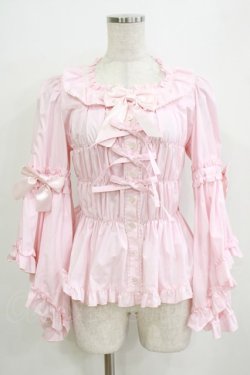 画像1: metamorphose / スクエアあきロング姫袖ブラウス・TCブロード サイズ1 ピンク H-26-01-07-056-ME-BL-NS-ZH