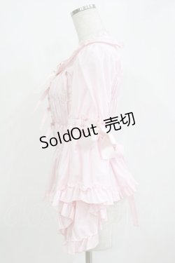 画像2: metamorphose / スクエアあきロング姫袖ブラウス・TCブロード サイズ1 ピンク H-26-01-07-056-ME-BL-NS-ZH