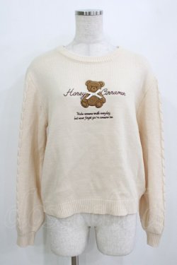 画像1: Honey Cinnamon / TEDDYアップリケニット Free アイボリー H-26-01-07-059-LO-TO-NS-ZH