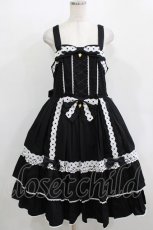 画像1: metamorphose / 【プラスサイズ】メアリーはしごレースジャンパースカート プラスサイズ ブラック H-26-01-07-006-ME-OP-NS-ZH (1)