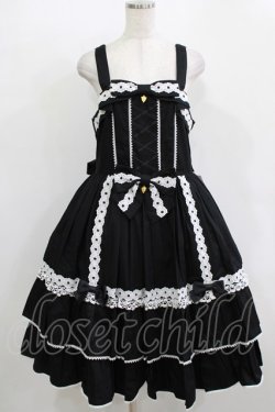 画像1: metamorphose / 【プラスサイズ】メアリーはしごレースジャンパースカート プラスサイズ ブラック H-26-01-07-006-ME-OP-NS-ZH