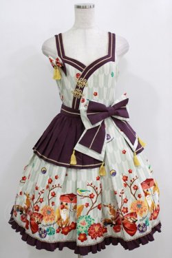 画像1: metamorphose / 春告げ鳥の恋うららペプラムジャンパースカート Free ミント H-26-01-07-009-ME-OP-NS-ZH