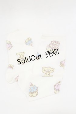 画像1: BABY,THE STARS SHINE BRIGHT / Gluttonous Gloomy (Sweets ver.) ジャガードハイソックス  オフ H-26-01-08-008-BA-ZA-NS-ZH