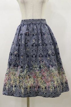 画像1: axes femme / フラワープリントスカート M ネイビー H-26-01-08-055-AX-SK-NS-ZH