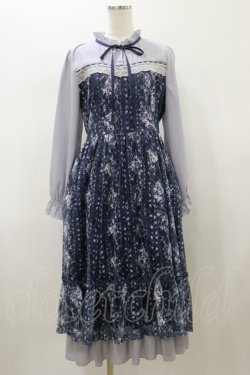 画像1: axes femme / フラワープリントレースワンピース M ネイビー H-26-01-08-063-AX-OP-NS-ZH