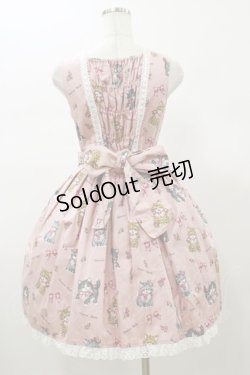 画像2: Innocent World / ねこ柄タックジャンパースカート Free ピンク H-26-01-08-065-IW-OP-NS-ZH