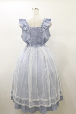 画像2: axes femme POETIQUE / トランプ刺繍エプロン風ワンピース M サックス H-26-01-08-069-AX-OP-NS-ZH