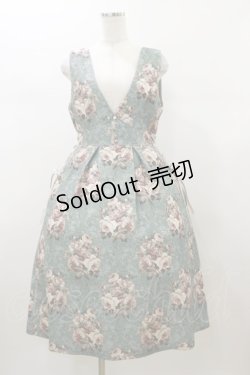 画像1: axes femme / クラシックローズ柄ジャンスカ Free グリーン H-26-01-08-075-AX-OP-NS-ZH