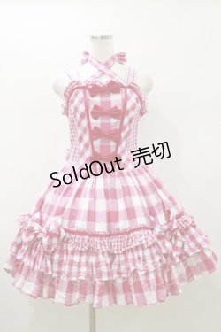 画像1: BABY,THE STARS SHINE BRIGHT / トリプルギンガムホルタージャンパースカート Free ピンク H-26-01-08-078-BA-OP-NS-ZH