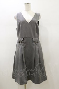 画像1: Fi.n.t / ビットフラップVネックジャンパースカート Free GRAY H-26-01-08-084-CA-OP-NS-ZH