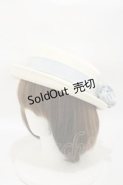 画像1: Hoshibako Works / ラッピングリボン ベルベットリボンウール帽子  オフ/サックス H-26-01-08-017-LO-AC-NS-ZH