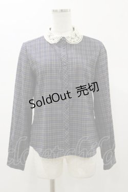 画像1: Fi.n.t / レース衿チェックシャツ Free NAVY×BR H-26-01-08-037-CA-BL-NS-ZH