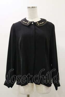 画像1: Fi.n.t / ローズ刺繍ダブルカラーブラウス Free Black H-26-01-08-038-CA-BL-NS-ZH