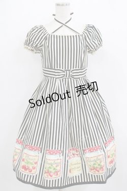 画像1: Emily Temple cute / ストライプ＆ジャム瓶ワンピース  クロ H-26-01-09-1003-ET-OP-KB-ZH
