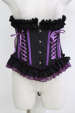 画像1: MR corset / レースアップフリルコルセット  ブラック×パープル H-26-01-09-1034-PU-ZA-KB-ZH