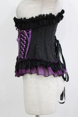 画像2: MR corset / レースアップフリルコルセット  ブラック×パープル H-26-01-09-1034-PU-ZA-KB-ZH