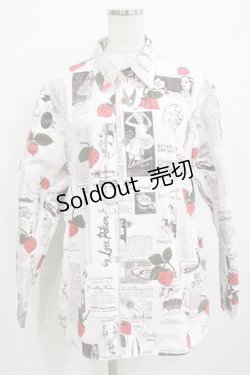 画像1: MILKBOY / STRAWBERRY NEWS SHIRTS  ピンク H-26-01-09-1036-MB-BL-KB-ZH