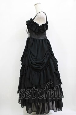 画像2: ATELIER PIERROT / ロングバッスルジャンパースカート  ブラック H-26-01-09-1004-EL-OP-KB-ZH