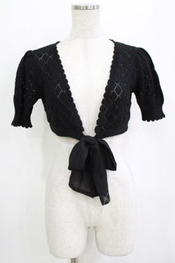 画像1: Emily Temple cute / ダイヤ透かし編みボレロ  クロ H-26-01-09-1040-ET-TO-KB-ZH