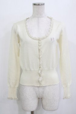 画像1: Emily Temple cute / リボン刺繍ニットカーディガン  オフシロ H-26-01-09-1042-ET-TO-KB-ZH