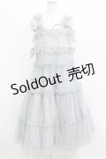 merry jenny / チュールドロストロングワンピース  ブルー H-26-01-09-1005-LO-OP-KB-ZH