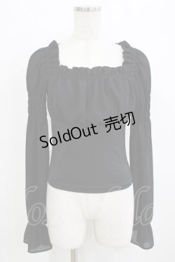 画像1: Moi-meme-Moitie / ジョーゼットギャザーカットソー  ブラック H-26-01-09-1047-MO-BL-KB-ZH