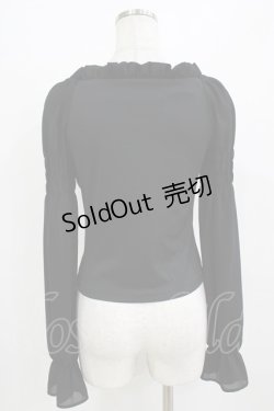 画像3: Moi-meme-Moitie / ジョーゼットギャザーカットソー  ブラック H-26-01-09-1047-MO-BL-KB-ZH