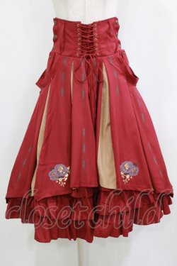 画像1: Ozz oneste / 椿刺繍スカート  エンジ H-26-01-09-1006-OO-SK-KB-ZH