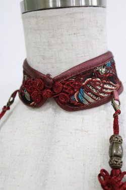 画像3: Ozz oneste / チャイナ襟チョーカー  エンジ H-26-01-09-1055-OO-AC-KB-ZH