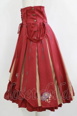 画像2: Ozz oneste / 椿刺繍スカート  エンジ H-26-01-09-1006-OO-SK-KB-ZH