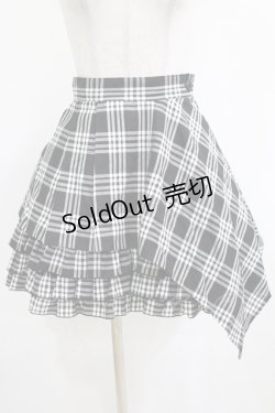 画像1: PEACE NOW / チェックアシメフリルスカート  ブラック H-26-01-09-1011-PU-SK-KB-ZH