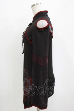 画像2: Ozz oneste / チャイナボタンアシメロングカットソー  ブラック H-26-01-09-1017-OO-TO-KB-ZH