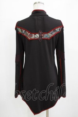 画像3: Ozz oneste / チャイナボタンアシメロングカットソー  ブラック H-26-01-09-1017-OO-TO-KB-ZH