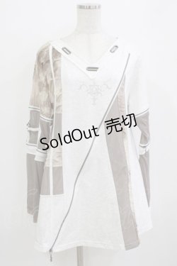 画像1: Ozz conte / アシメデザインZIPワンピース  ライトグレー H-26-01-09-1019-OO-OP-KB-ZH