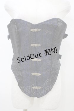 画像1: alice auaa / ジャガード切替コルセット  ブラック×ネイビー H-26-01-10-005-AA-ZA-KB-ZH