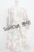 JESUS DIAMANTE / フェリエワンピ 40 メリーベルローズ柄ピンク H-26-01-10-1034-JE-OP-NS-ZH
