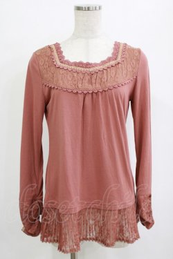 画像1: axes femme / レースプリーツプルオーバー M ピンク H-26-01-10-1040-AX-TO-NS-ZH