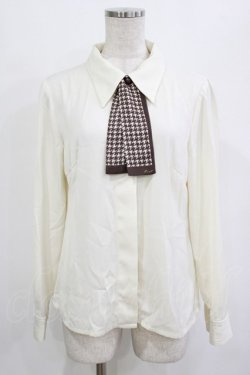 画像1: F i.n.t / 千鳥スカーフタイ付きブラウス Free OFF×BR H-26-01-10-1041-CA-BL-NS-ZH