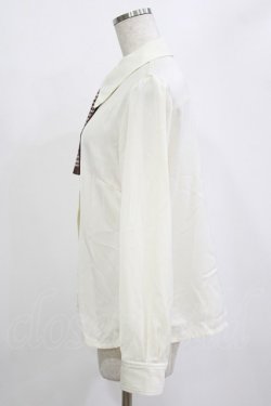 画像2: F i.n.t / 千鳥スカーフタイ付きブラウス Free OFF×BR H-26-01-10-1041-CA-BL-NS-ZH