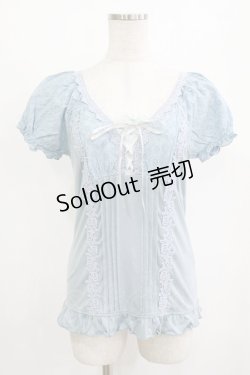 画像1: axes femme / レース切替プルオーバー M サックス H-26-01-10-1047-AX-TO-NS-ZH