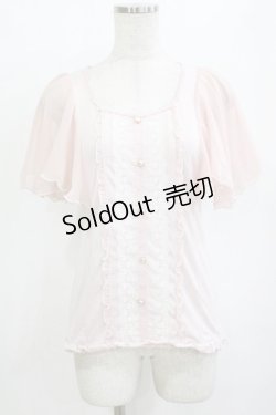 画像1: axes femme / シフォンフリルトップス M ピンク H-26-01-10-1054-AX-TO-NS-ZH