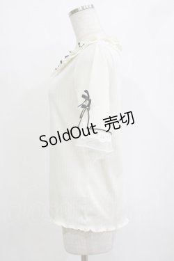 画像2: axes femme / リボン×レース×フリルプルオーバー Free オフ H-26-01-10-1065-AX-TO-NS-ZH