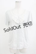 axes femme / ドットシフォン切替Tシャツ M ブルー H-26-01-10-1066-AX-TS-NS-ZH
