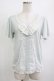 画像1: axes femme / ドットシフォン切替Tシャツ M ブルー H-26-01-10-1066-AX-TS-NS-ZH (1)