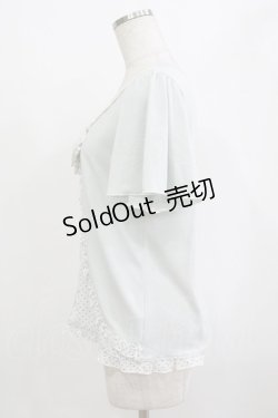 画像2: axes femme / ドットシフォン切替Tシャツ M ブルー H-26-01-10-1066-AX-TS-NS-ZH