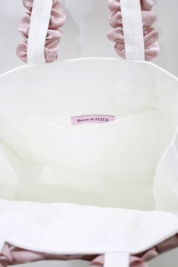 画像2: Maison de FLEUR / ジャカードリボンフリルスクエアトートSバッグ  オフ/ピンク H-26-01-10-1070-LO-BG-NS-ZH