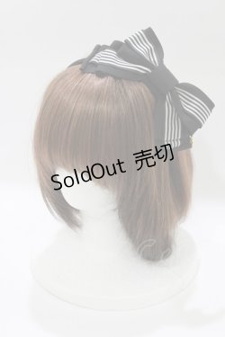 画像1: Angelic Pretty / ストライプリボンカチューシャ  ブラック H-26-01-10-1077-AP-AC-NS-ZH